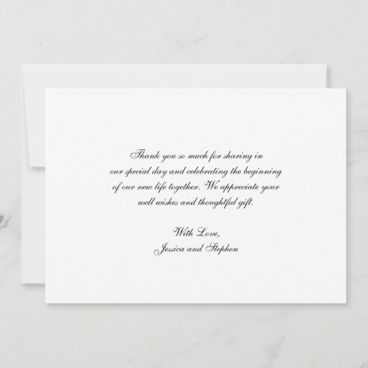 Clef White Gold Script Elegant Carte de remercieme (Dos)