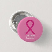 Cleft Palate Awareness Hot Pink Ribbon Button Pin (Voorkant /achterkant)