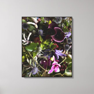 Clematis & Blue Floral Botanical Canvas Art Afdruk