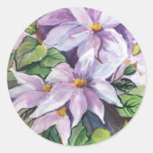 Clematis d'aquarelle STICKER ROND (Devant)