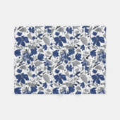 Clematis Elegant Vine Blauw Grijs Fleece Deken (Voorkant (Horizontaal))