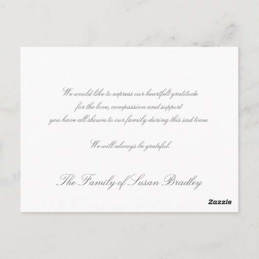 Clematis en dauwdruppels Sympathie Dank U P Briefkaart (Achterkant)