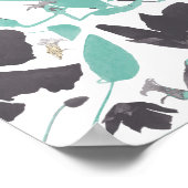 Clematis Floral Blauwgroen Brown Pattern Art Print (Hoek)