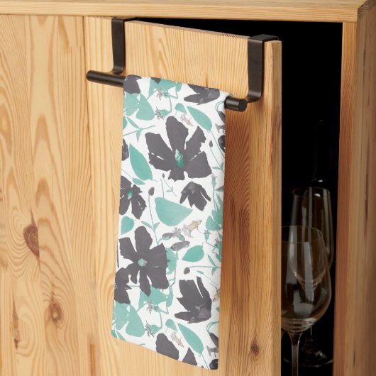Clematis Floral Mint Chocolate Pattern Theedoek (Derde Gevouwen)