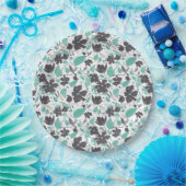 Clematis Floral Pattern Mint Chocolate Papieren Bordje (Feest)