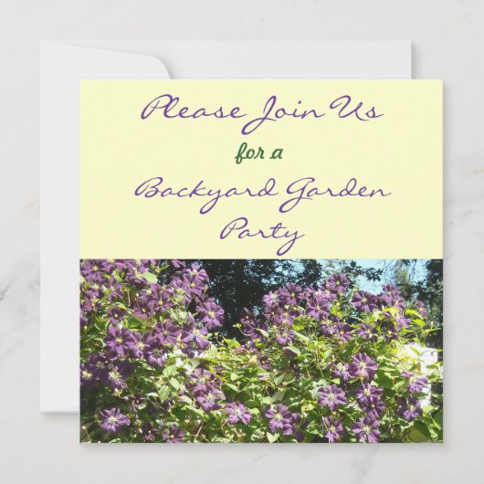 Clematis Garden Party Invitation Kaart (Voorkant)