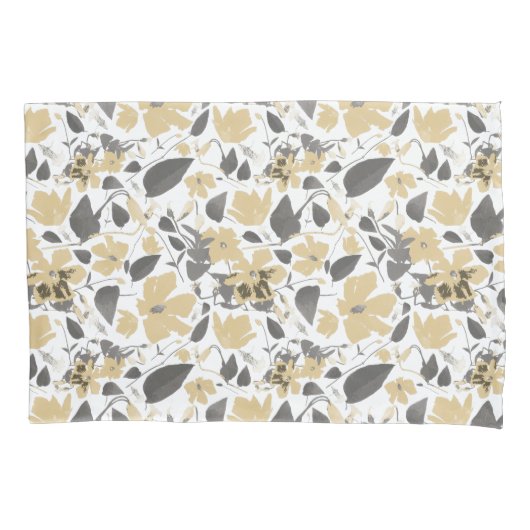 Clematis Geel Grijs Waterverf Bloemen Decor Kussensloop (Voorkant)