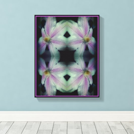 Clematis gloeit Abstract dicht Canvas Afdruk (Insitu (Houten vloer))