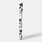 Clematis Navy Grey Bloemen Waterverf Patroon Case-Mate iPhone Case (Achterkant / Rechts)