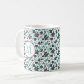 Clematis Vine Élégante Fleurs Turquoises Café Mug (Devant gauche)