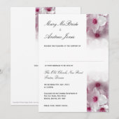 Clématite rose - faire-part de mariage (Devant / Derrière)