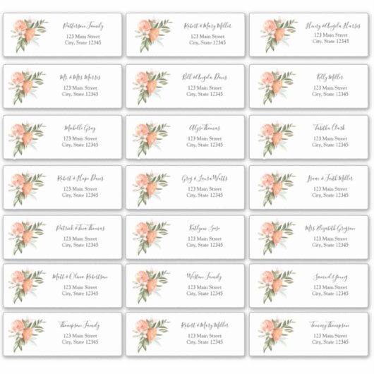 Clementine en Greenery Guest Address Envelope Sticker (Voorkant)