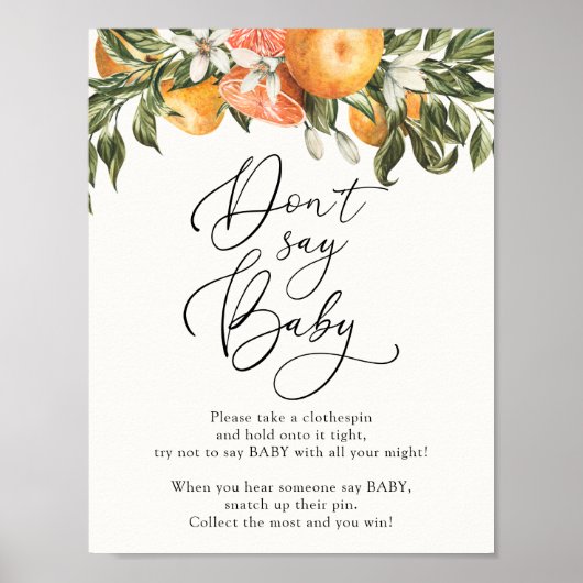 Clementine Oranje en Greenery zeggen geen Baby-spe Poster (Voorkant)