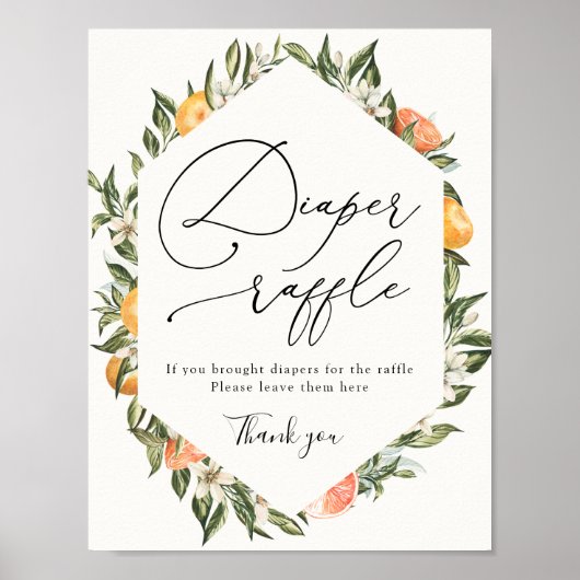 Clementine Sinaasappels en Greenery Diaper Raffle  Poster (Voorkant)