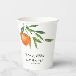 Clementine Watercolor "Cutie" Baby Shower  Papieren Bekers