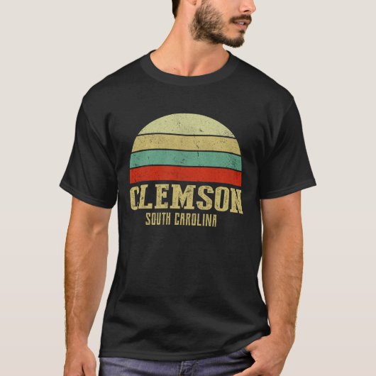 CLEMSON SOUTH CAROLINA Retro Zonsondergang T-shirt (Voorkant)
