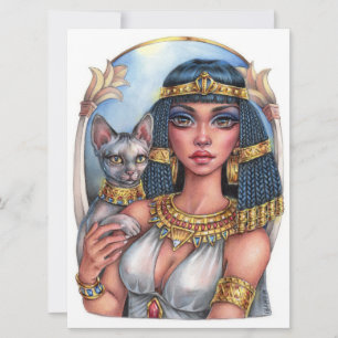 Cleo Goddess Sphynx Cat Queen Fantasy Art Kaart