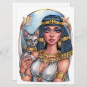 Cleo Godin Sphynx Kat Koningin Fantasy Kunstkaart (Voorkant / Achterkant)
