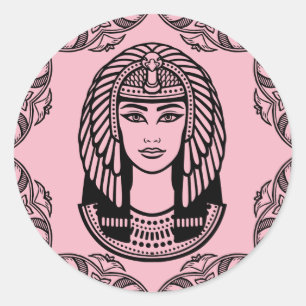 Cleopatra Egyptisch op roze decoratief Ronde Sticker