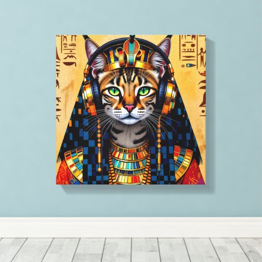 CLEOPATRA QUEEN OF THE NILE-SERVAL CAT 2 CANVAS AFDRUK (Insitu (Houten vloer))