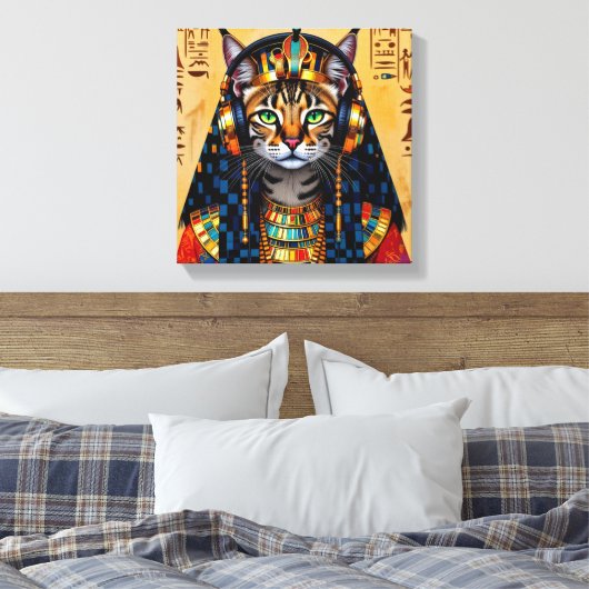 CLEOPATRA QUEEN OF THE NILE-SERVAL CAT 2 CANVAS AFDRUK (Insitu (Slaapkamer))