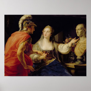 Cleopatra toont Octavius de buste van Julius Poster