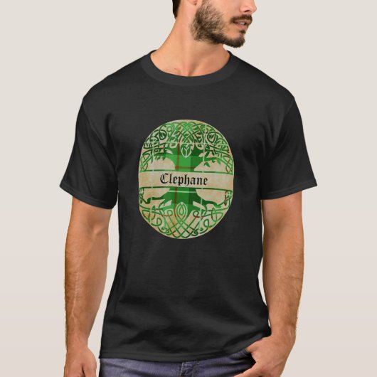 Clephane Clan Tartan Tree of Life Scottish Surname T-shirt (Voorkant)