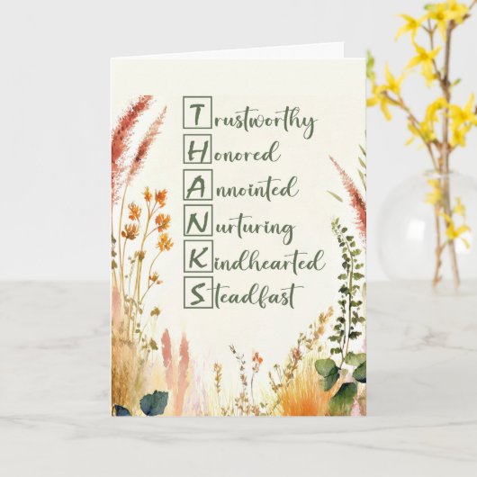 Clergy Appreciation Day Blessings Acrostic Words Kaart (Gele Bloem)