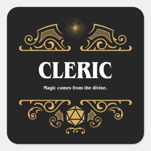 Cleric Class Tabletop RPG Gaming Vierkante Sticker (Voorkant)