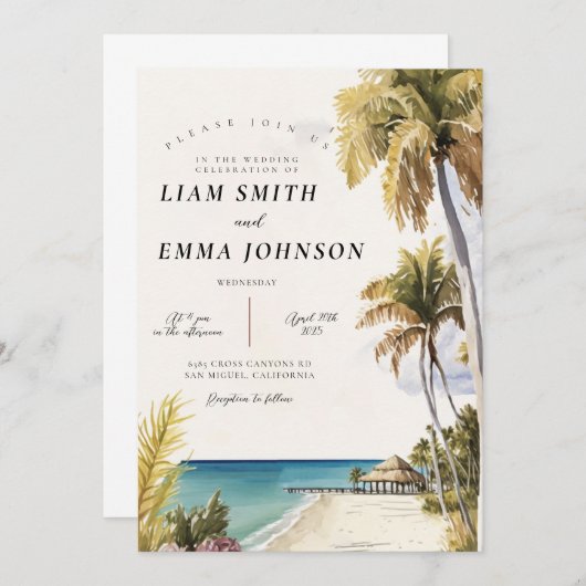 Clés de Floride, Key West, Invitation de mariage d (Devant / Derrière)