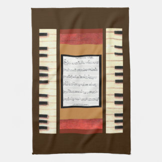 Clés de piano bordure feuille musique serviette de