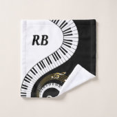 Clés de piano de monogramme et notes musicales (Gant de toilette)