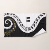 Clés de piano de monogramme et notes musicales (Serviette à main)