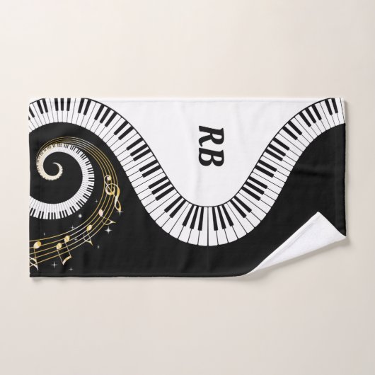 Clés de piano de monogramme et notes musicales (Serviette à main)