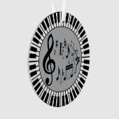 Clés de piano et notes circulaires de musique (devant)