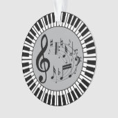 Clés de piano et notes circulaires de musique (devant)