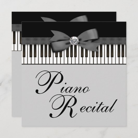 Clés de piano noir et blanc Considérant Invitation (Devant / Derrière)