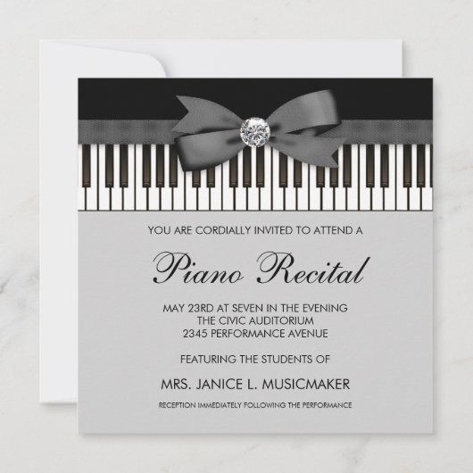 Clés de piano noir et blanc Considérant Invitation (Dos)