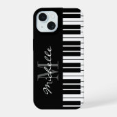 Clés de piano noir et blanc monogramme iPhone 15 c (Verso)