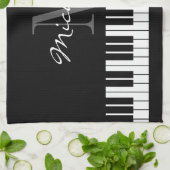 Clés de piano noir et blanc serviette de cuisine m (Plié)