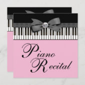 Clés de piano noir et rose Considérant Invitation (Devant / Derrière)