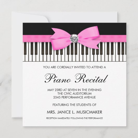 Clés de piano rose et noir Considérant Invitation (Dos)