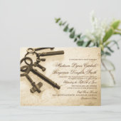 Clés de son coeur Vintage mariage Invitations (Debout devant)