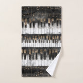 Clés et notes de piano - aquarelle et or (Serviette à main)