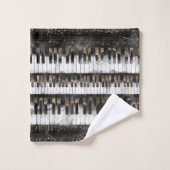 Clés et notes de piano - aquarelle et or (Gant de toilette)