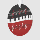 Clés et notes de piano noir rouge élégant (devant)