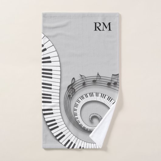 Clés incurvées décorées d'un monogramme de piano (Serviette à main)