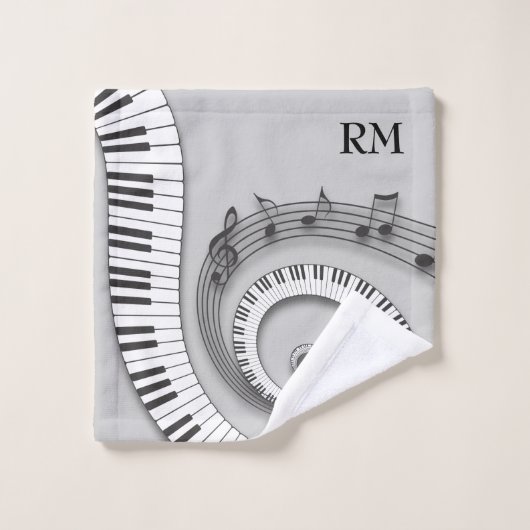 Clés incurvées décorées d'un monogramme de piano (Gant de toilette)