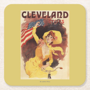 Cleveland Bicycles American Girl in Yellow Vierkante Kartonnen Onderzetter