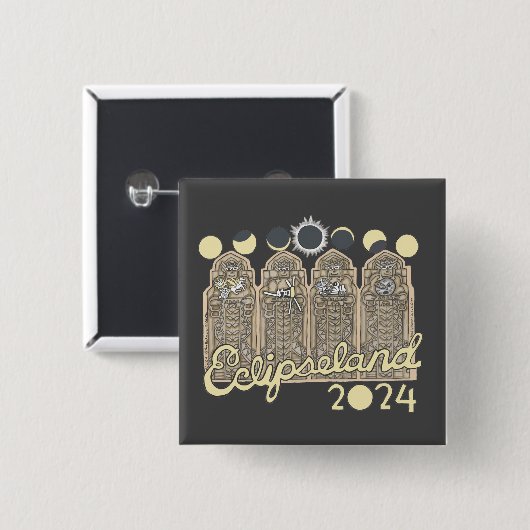 Cleveland Eclipseland Vierkante Button 5,1 Cm (Voorkant /achterkant)